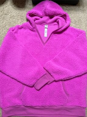 VS Pink Neon Sherpa Hooded Pullover